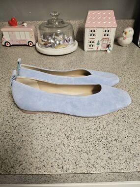 27 EDIT Powder Blue Suede Ballet Flats